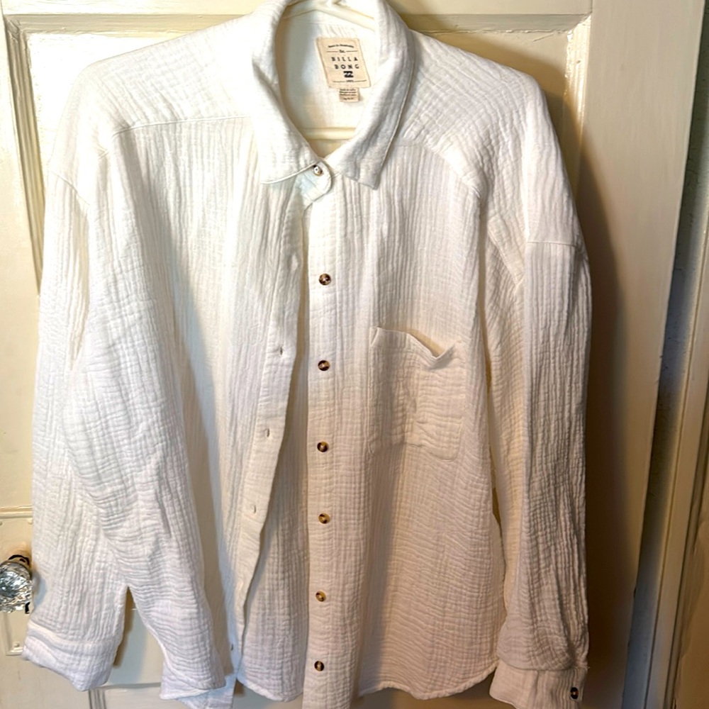 Billabong Right On Woven Seersucker Top Button Down M